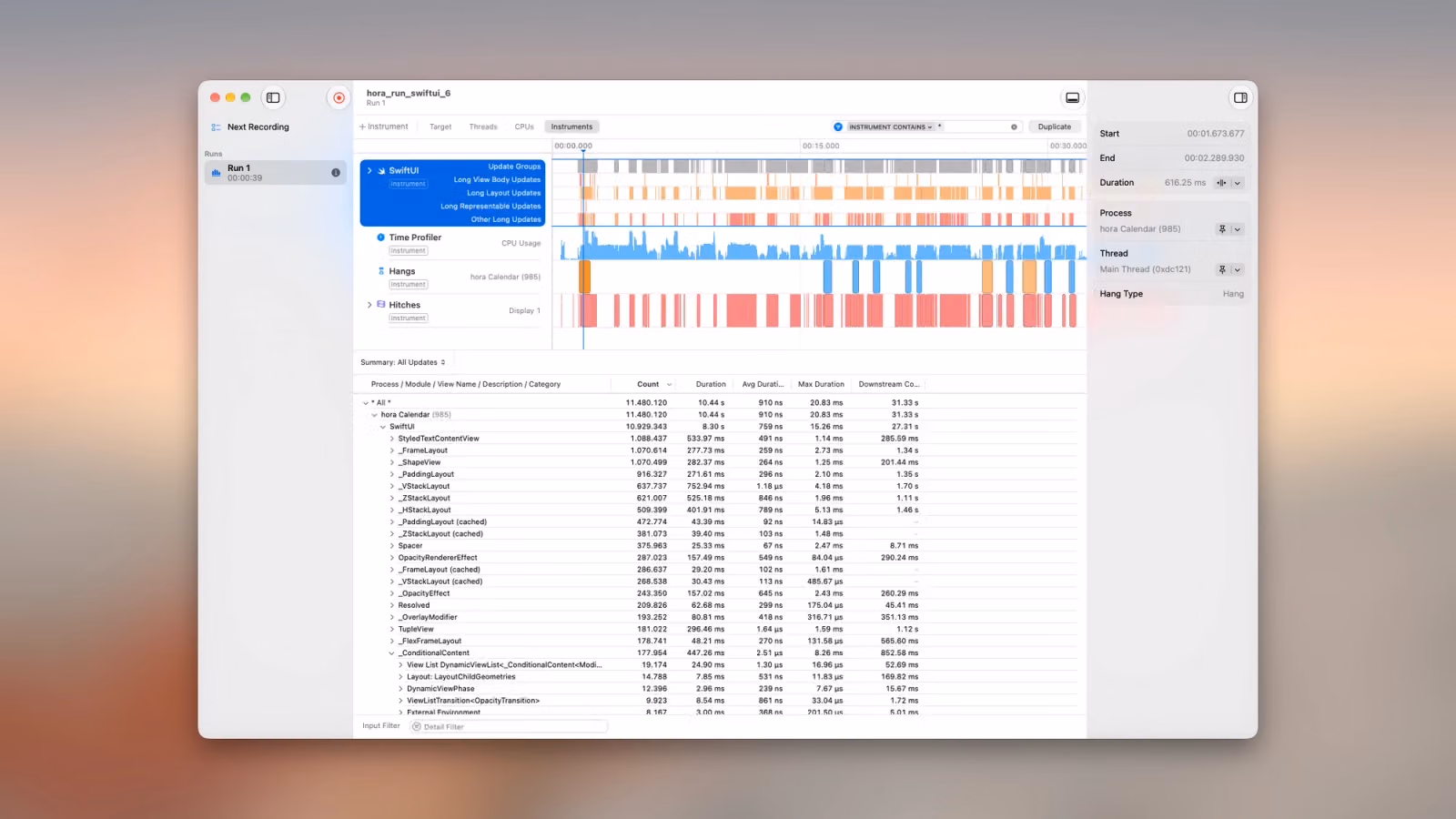 SwiftUI Profiling with Instruments: 100,000 Calendar Events