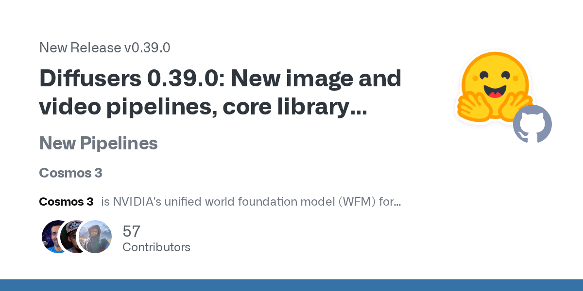 Diffusers 0.39.0: New image and video pipelines, core library improvements, and more
