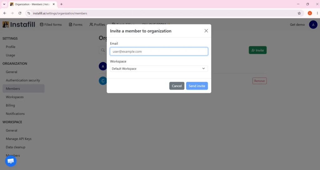 How to add team members in Instafill.ai