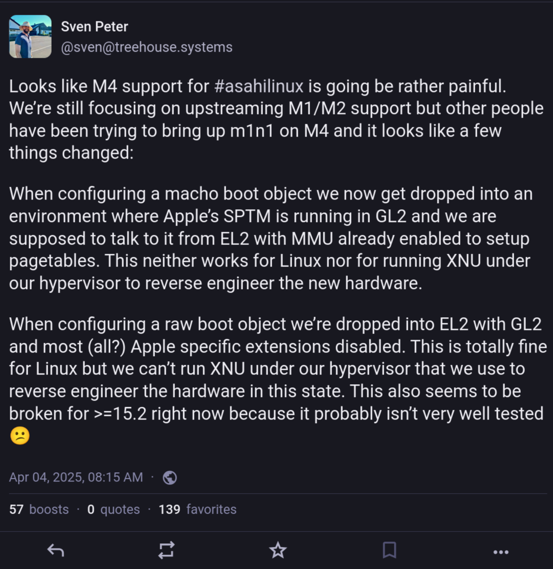 The forgetful CPU (Linux on M4)