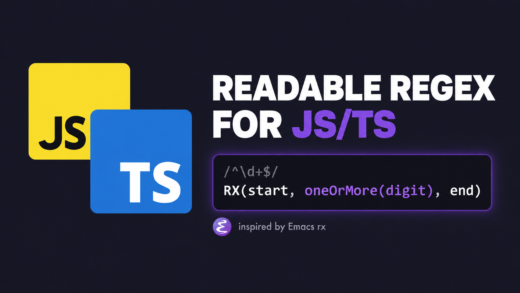 Readable Regular Expressions for JavaScript/TypeScript, Inspired by Emacs' rx