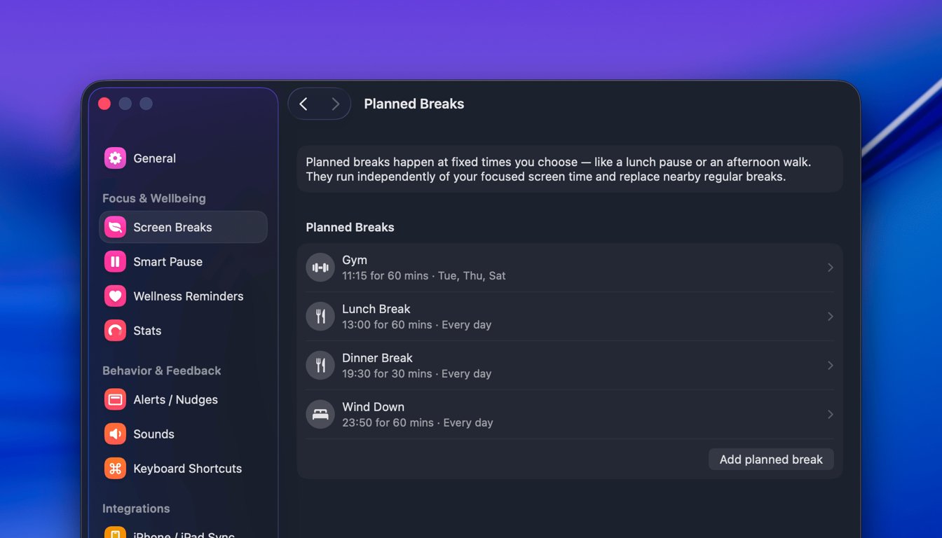 LookAway 2.2 - Introducing Planned Breaks
