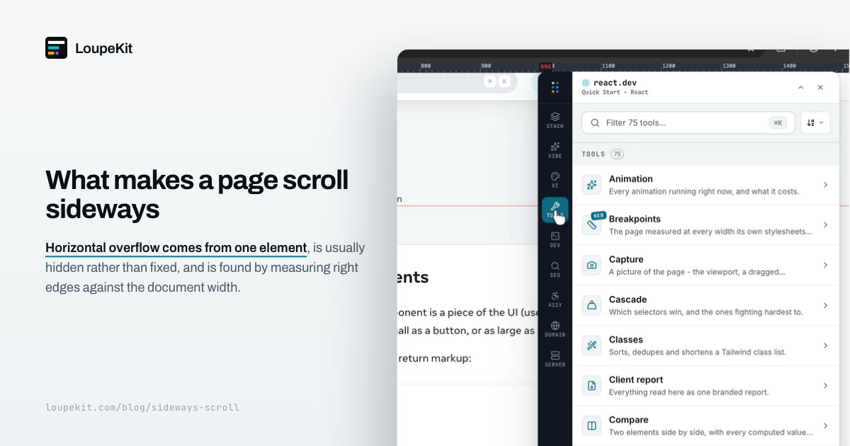 What makes a page scroll sideways