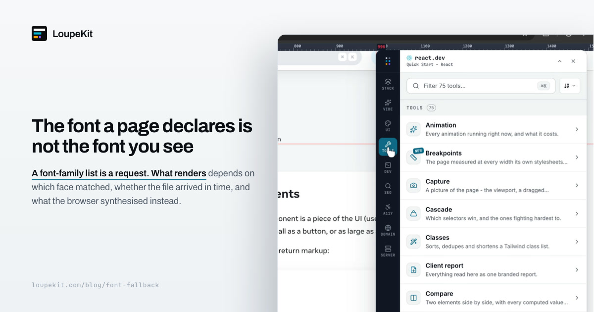 The font a page declares is not the font you see