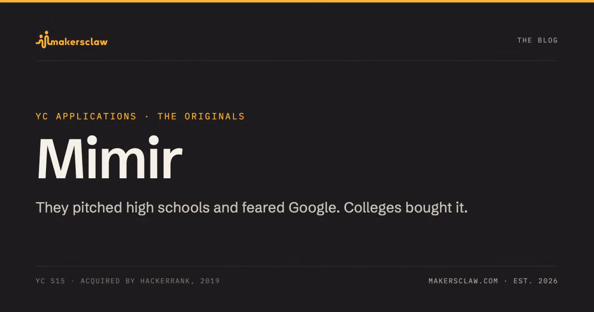Their YC application hoped Google would buy them. HackerRank did, and Google was already using Mimir.