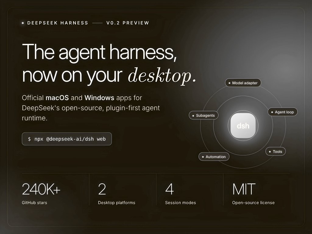 DeepSeek Harness v0.2 Brings Official Desktop Apps to Its Open-Source Agent Harness