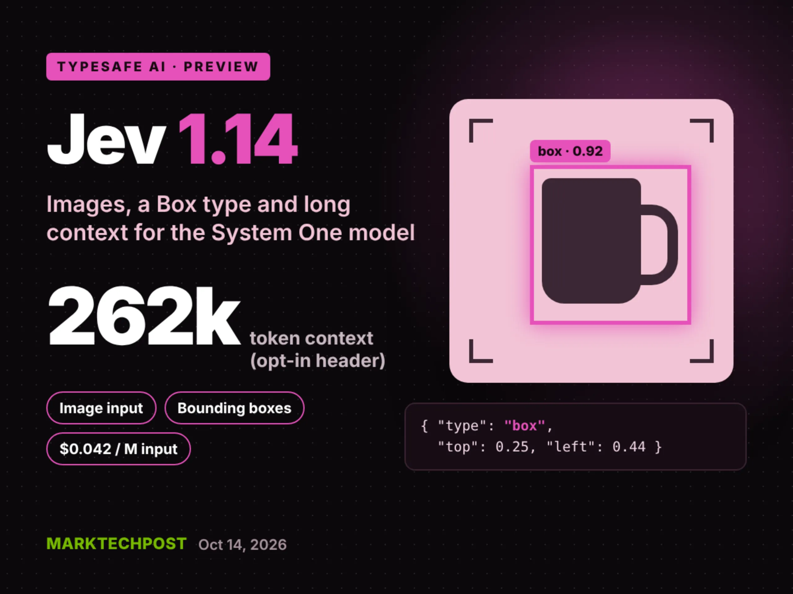 TypeSafe AI Releases Jev 1.14 With Images, Box Type and 262k Context