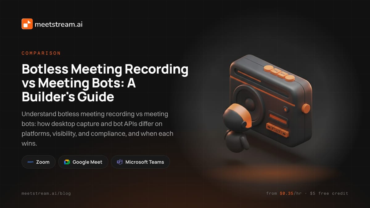 Botless Meeting Recording vs Meeting Bots: A Builder's Guide