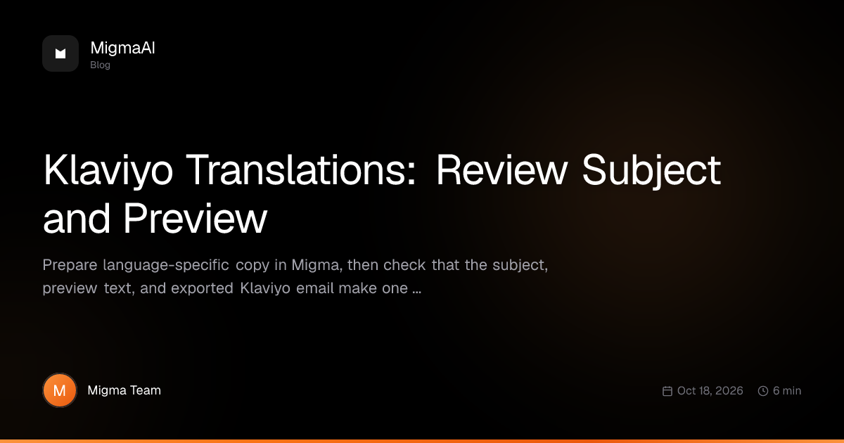 Klaviyo Translations: Review Subject and Preview