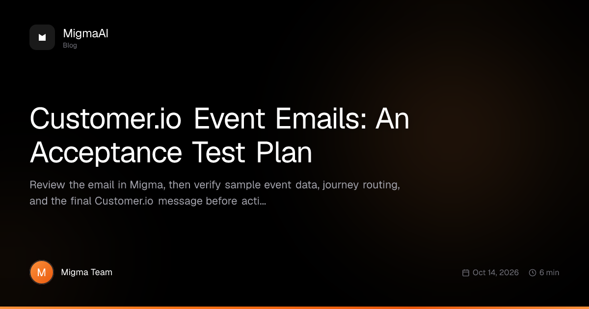 Customer.io Event Emails: An Acceptance Test Plan