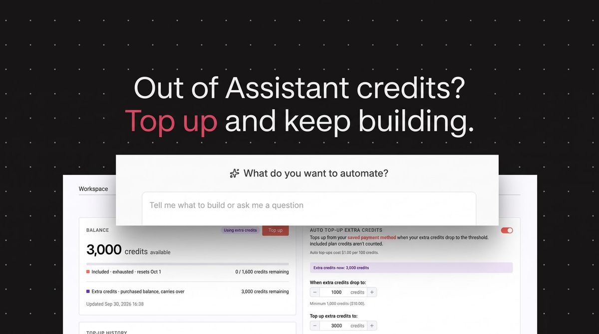 You can now top up your n8n Assistant credits
