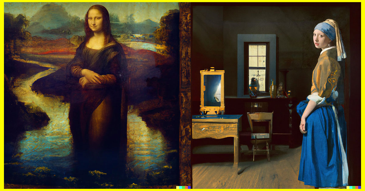 Experiment: Full Body paintings of Mona Lisa and Girl with a Pearl Earring