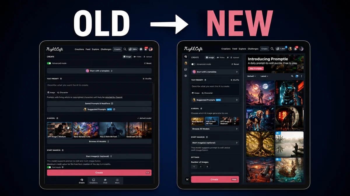 NightCafe’s New Studio Layout: A Simple Guide to What Changed