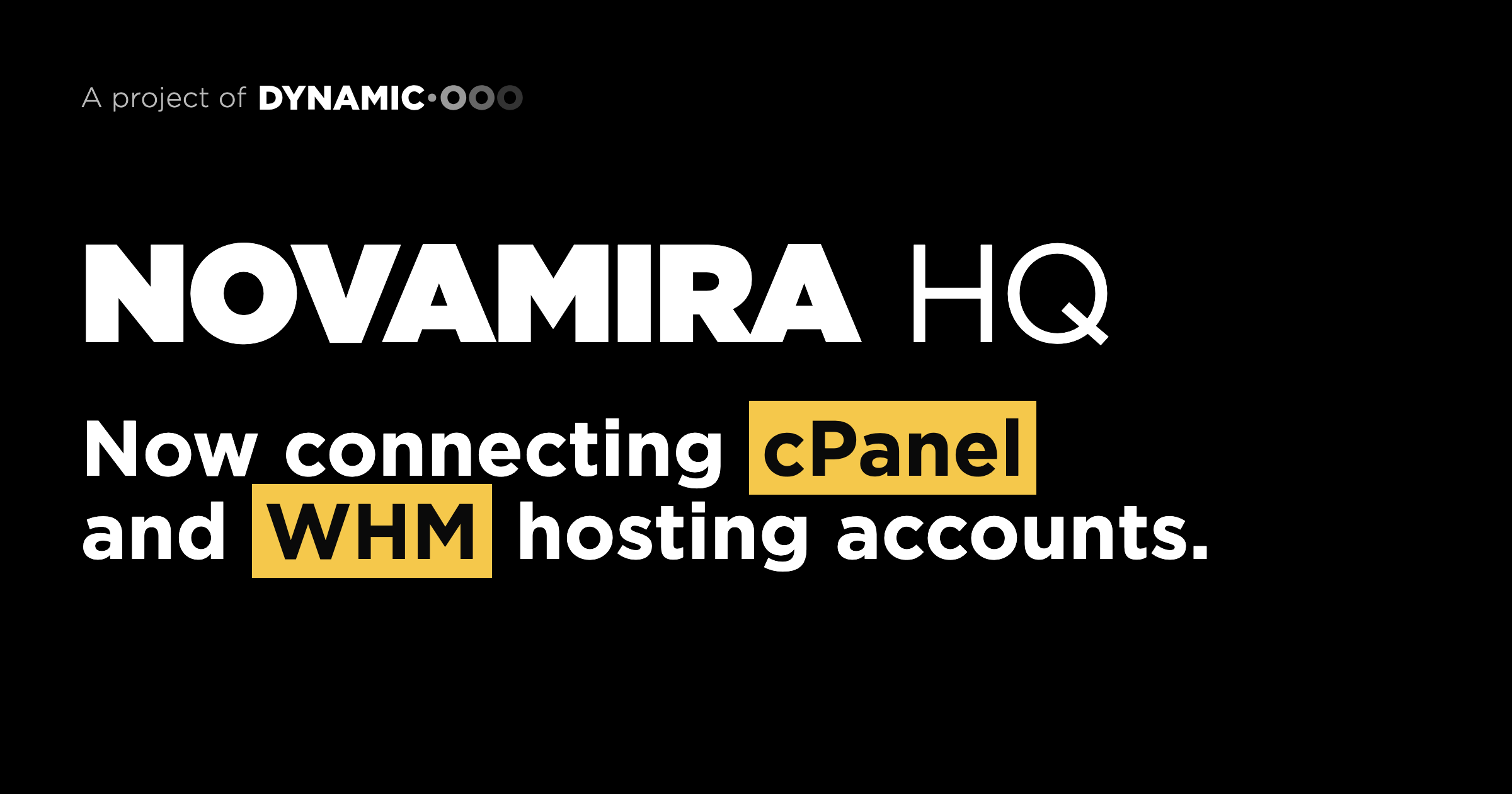Novamira HQ beta5 connects cPanel and WHM hosting