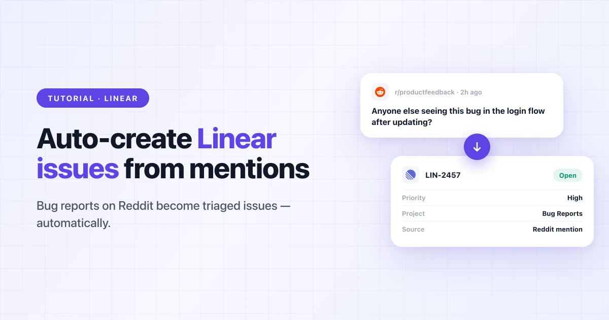 Auto-Create Linear Issues from Reddit, Twitter & LinkedIn Mentions