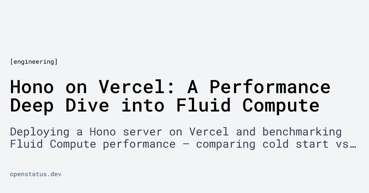 Hono on Vercel: A Performance Deep Dive into Fluid Compute