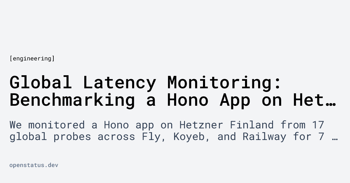 Global Latency Monitoring: Benchmarking a Hono App on Hetzner with openstatus