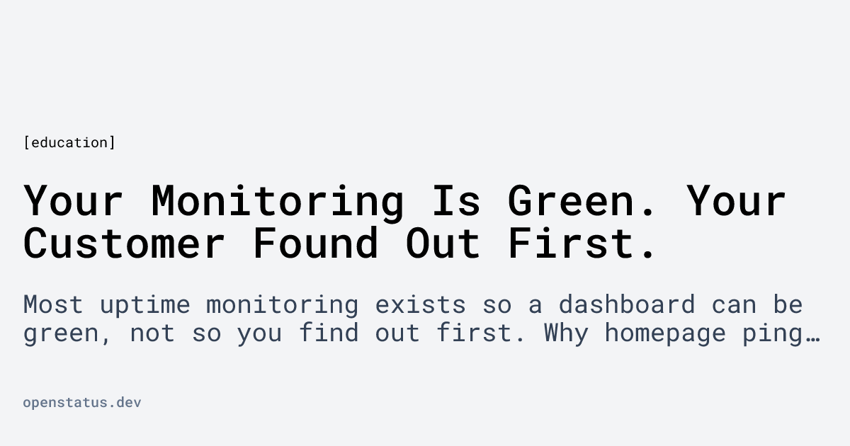 Your Monitoring Is Green. Your Customer Found Out First.