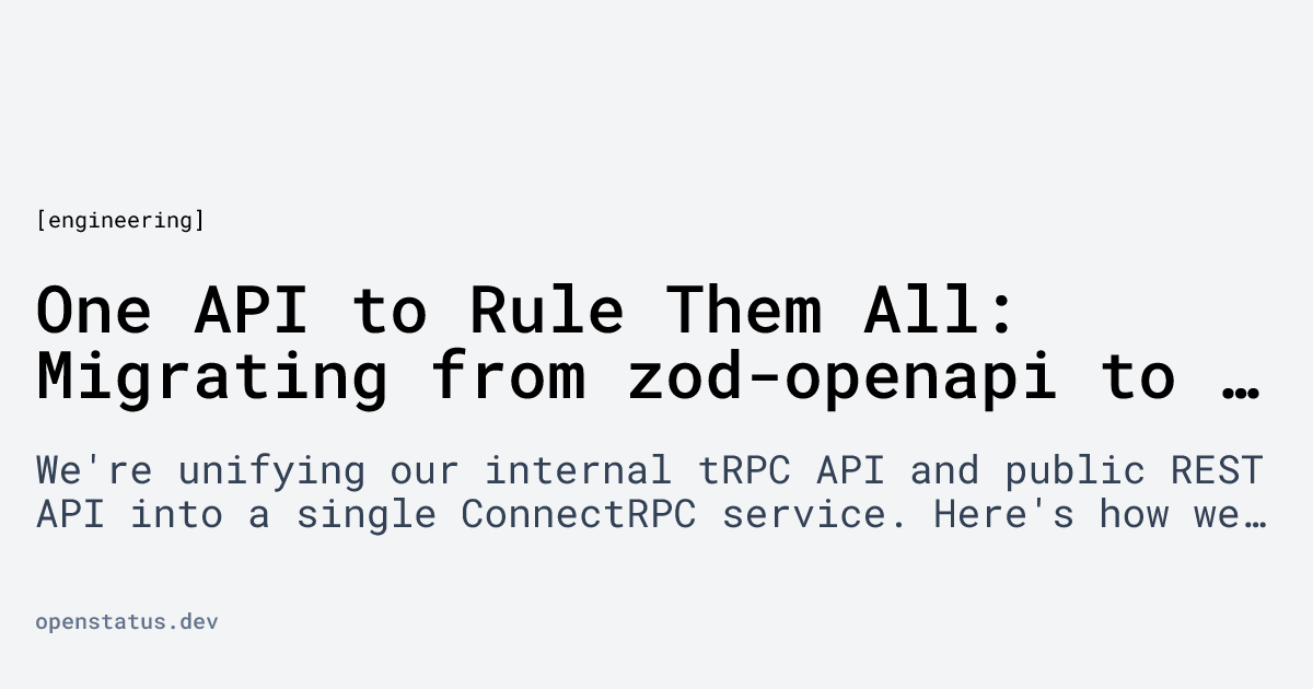 One API to Rule Them All: Migrating from zod-openapi to ConnectRPC