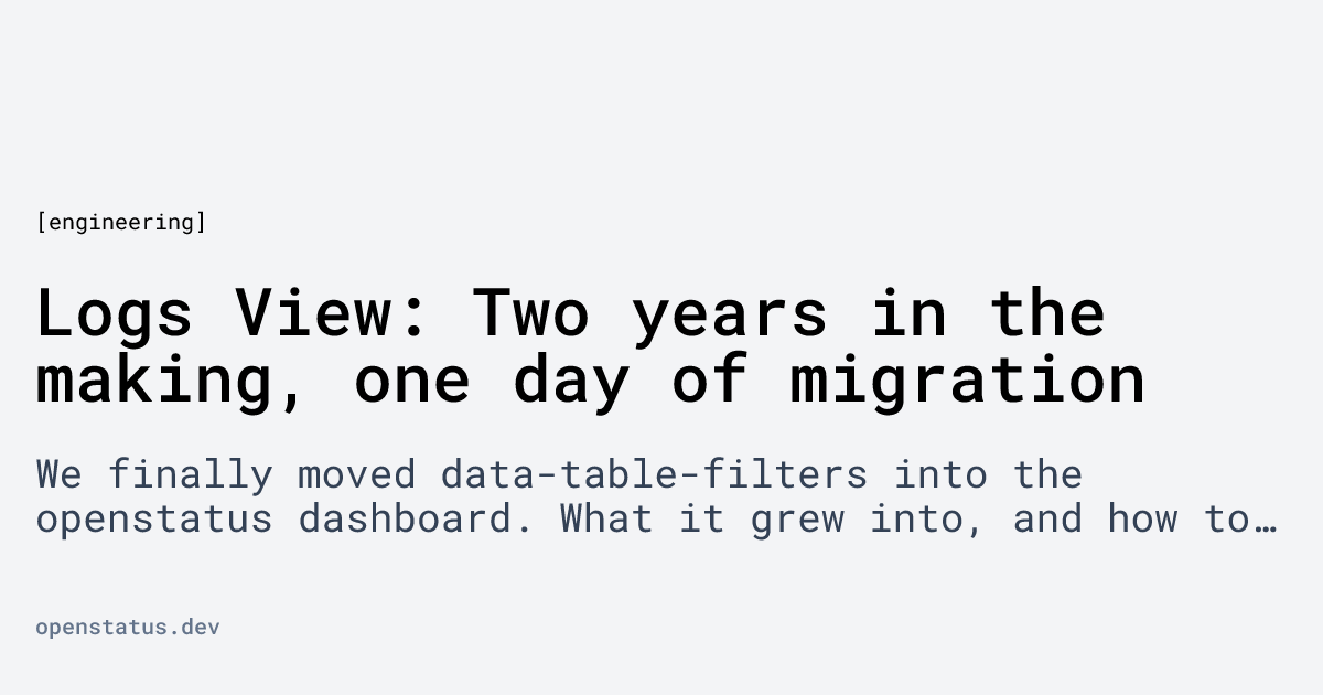 Logs View: Two years in the making, one day of migration