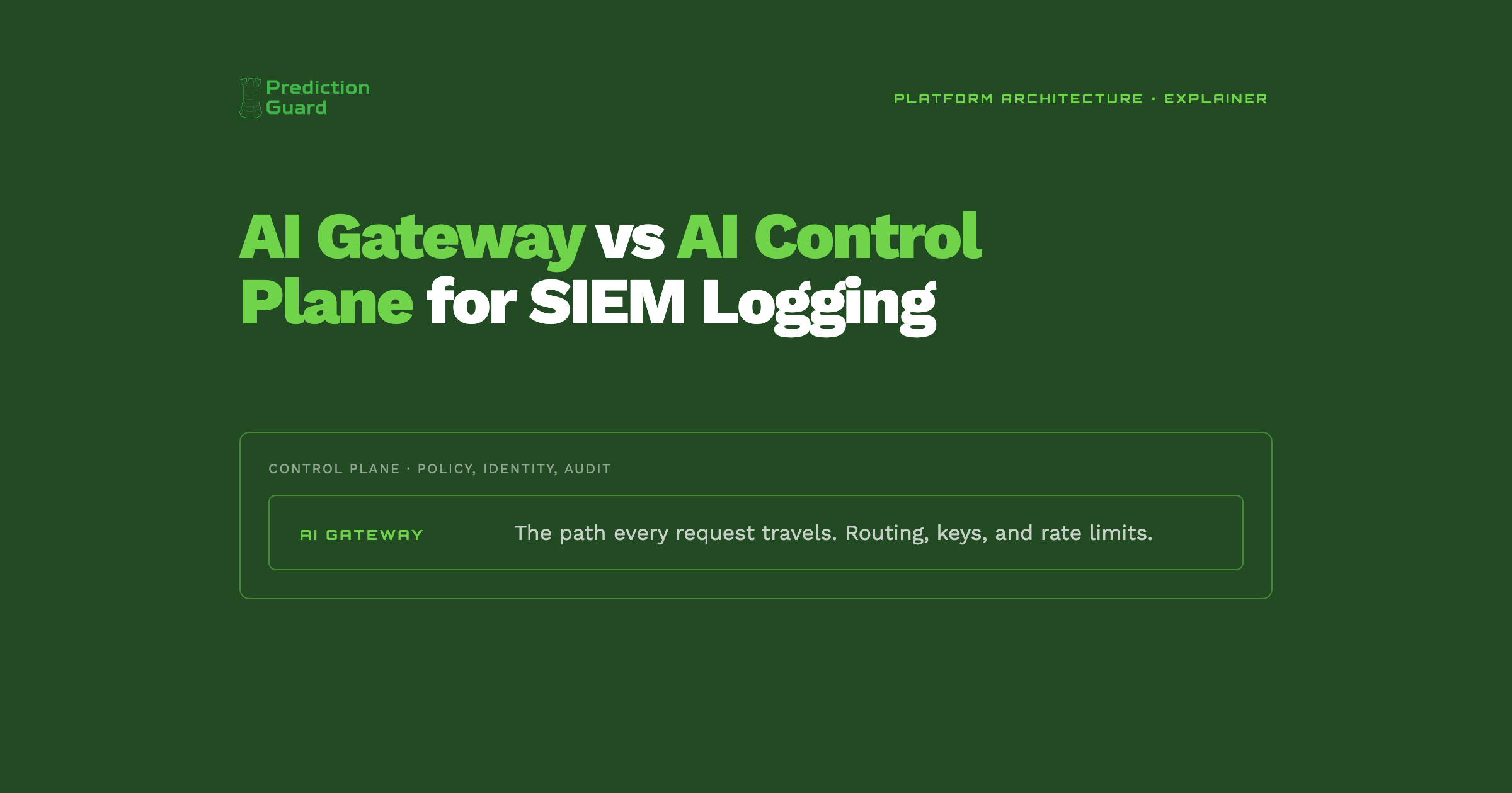 AI Gateway vs AI Control Plane for SIEM Logging