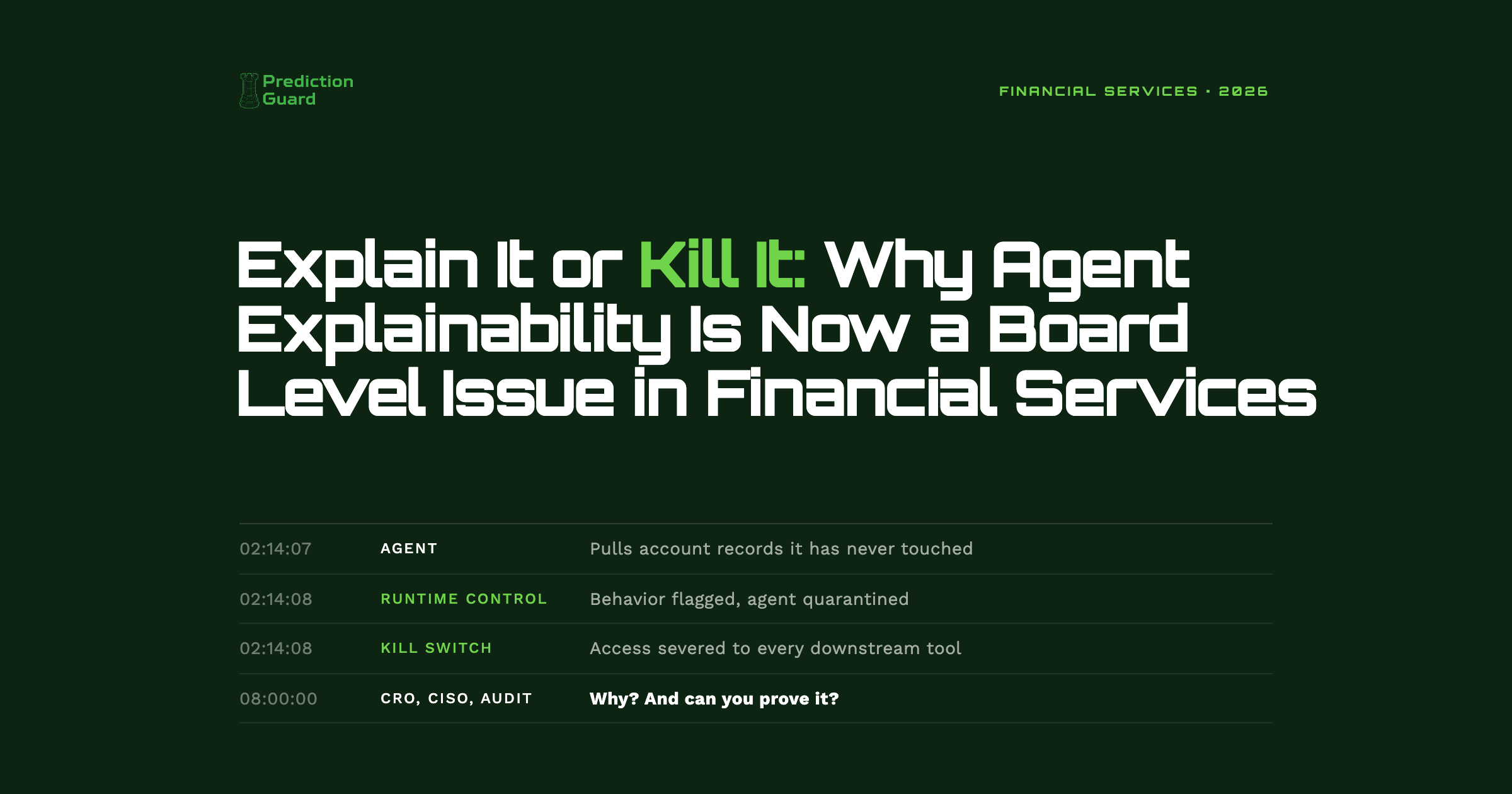 Explain It or Kill It: Why Agent Explainability Is Now a Board Level Issue in Financial Services