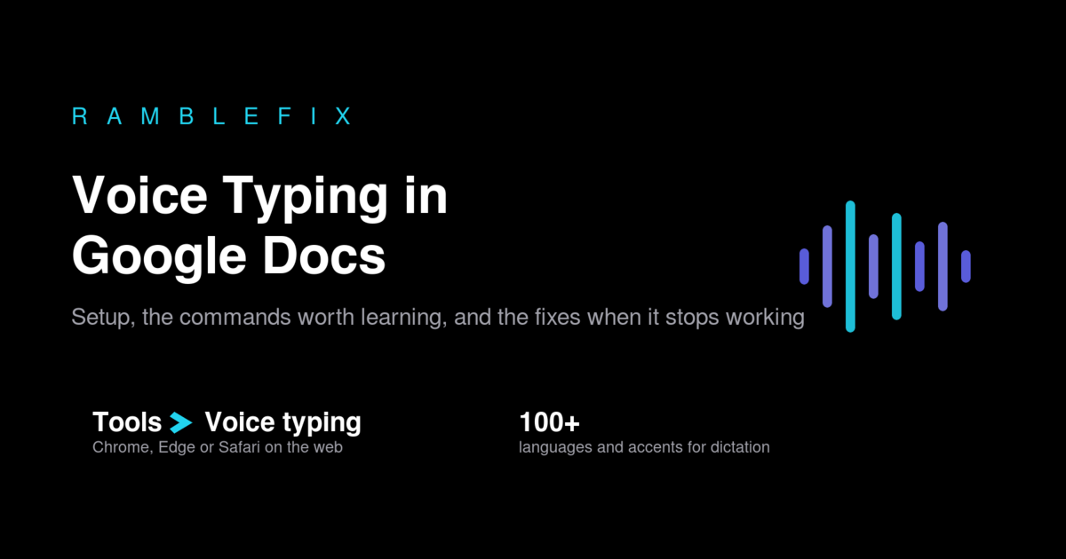 Voice Typing in Google Docs: Setup, Commands, and Fixes