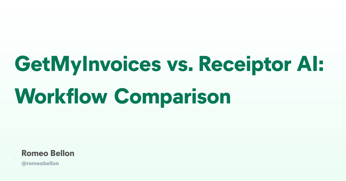 GetMyInvoices vs. Receiptor AI: Workflow Comparison