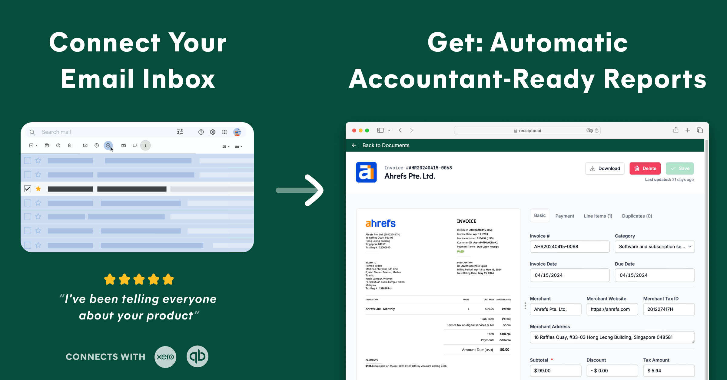 Dext Alternative: Receiptor AI for Email and Accounting Workflows