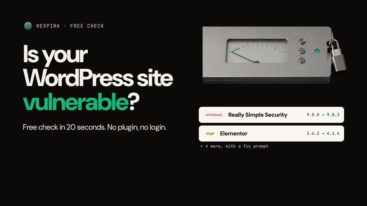 Attackers reach WordPress sites within hours of a fix. Check yours in 20 seconds.