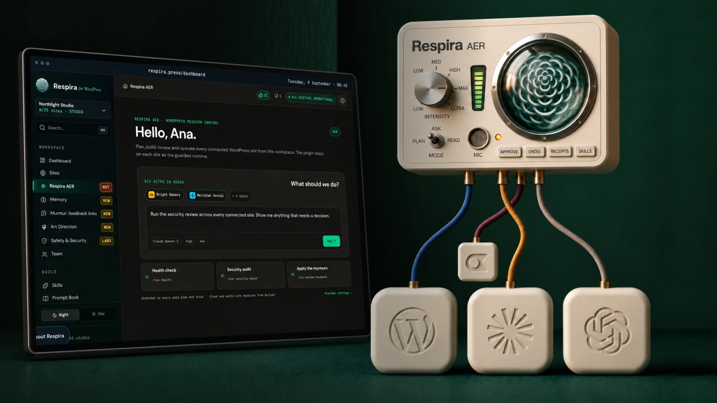 Respira AER is live: builder intelligence in a chat connected to all your WordPress sites