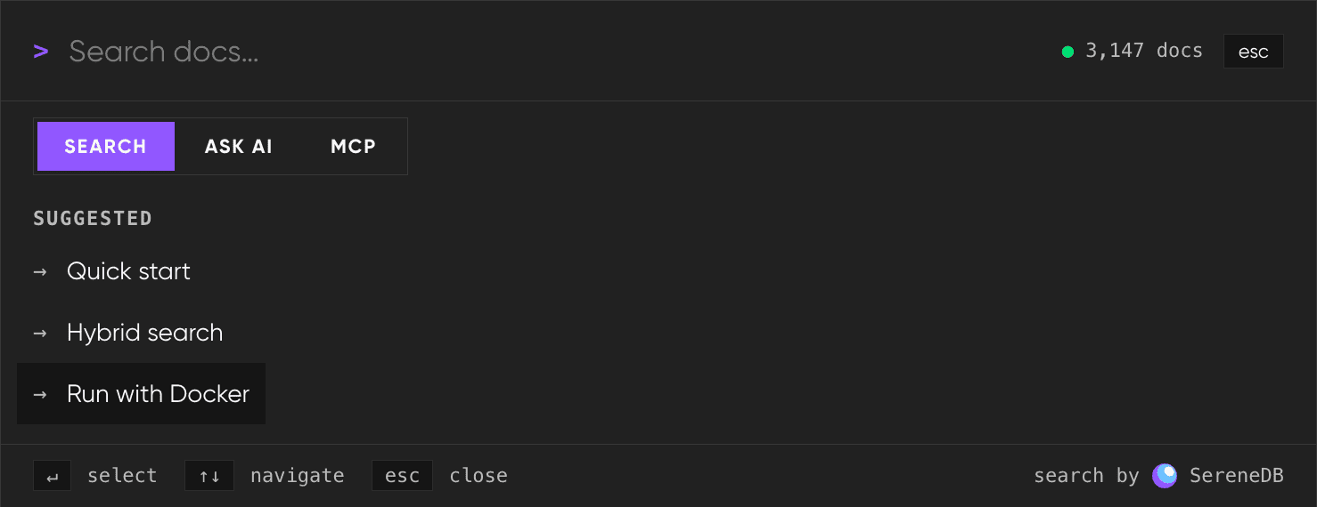 Serene Docs Search: a small, open-source alternative to Algolia DocSearch