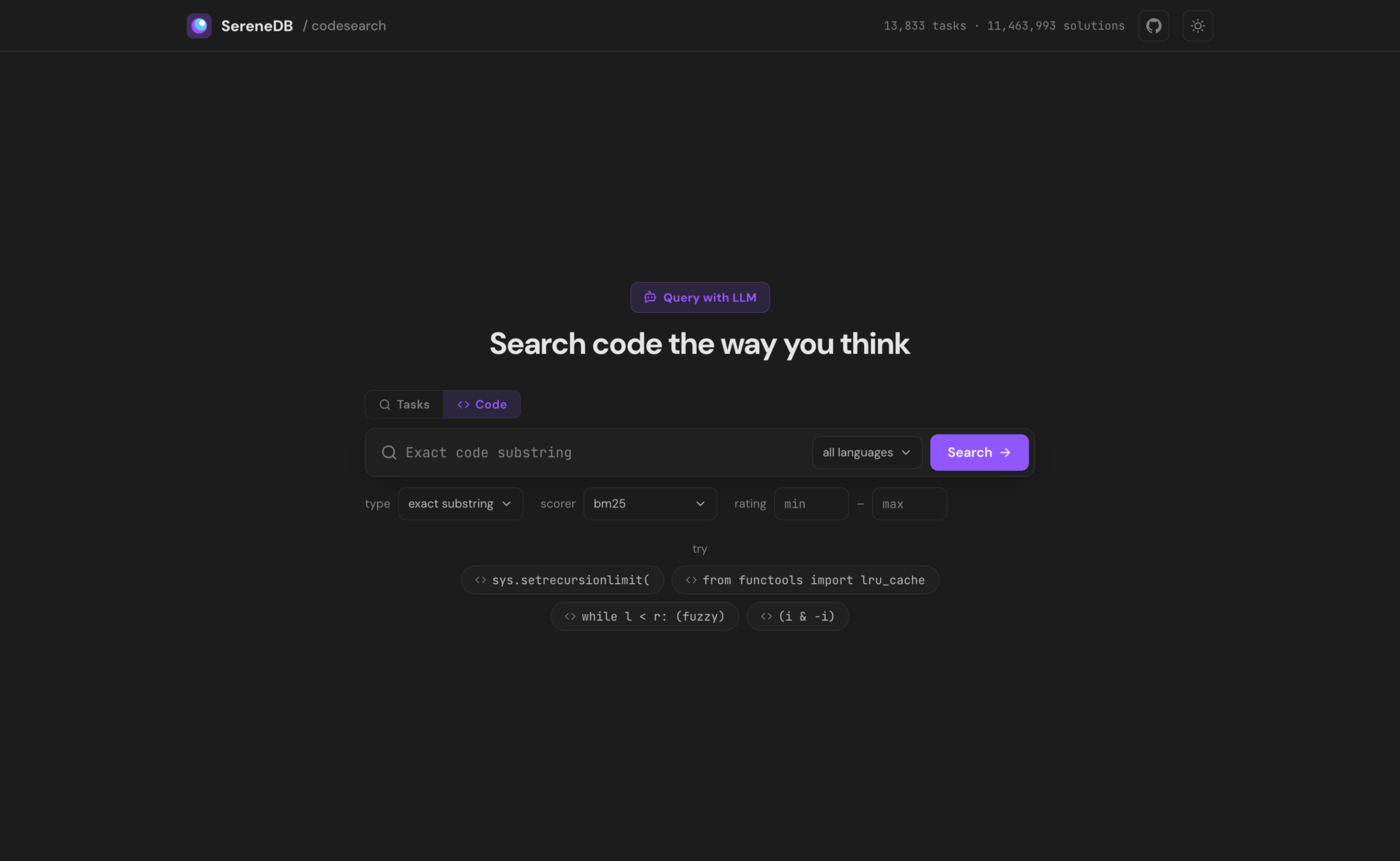 Code search over a data lake, without moving the data