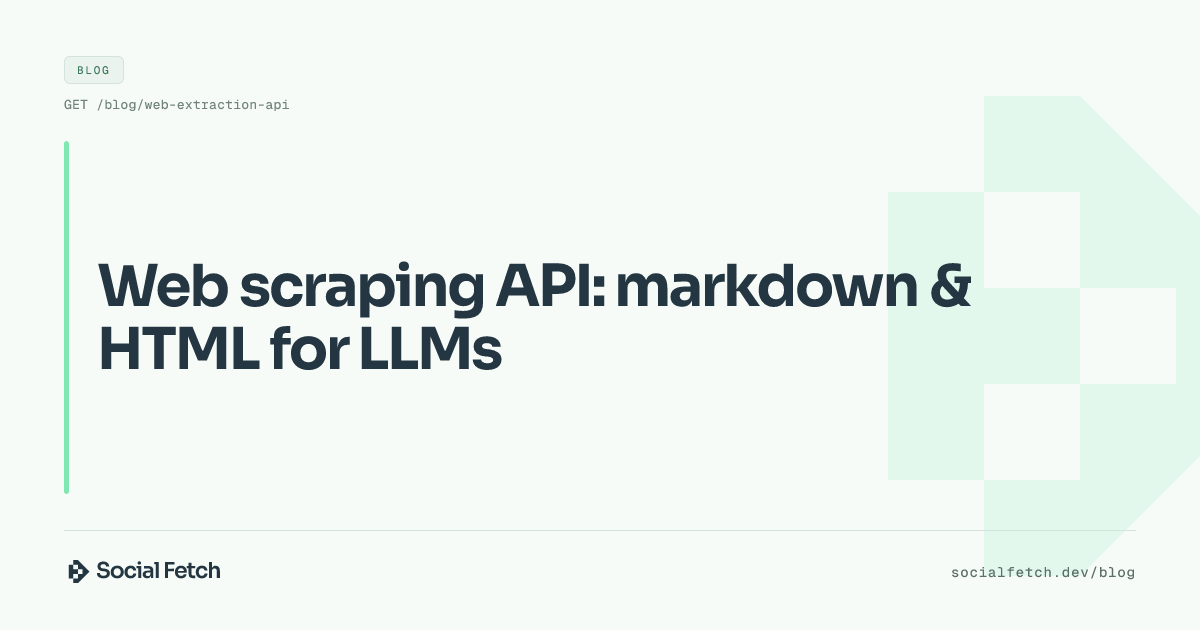 Web scraping API: markdown & HTML for LLMs