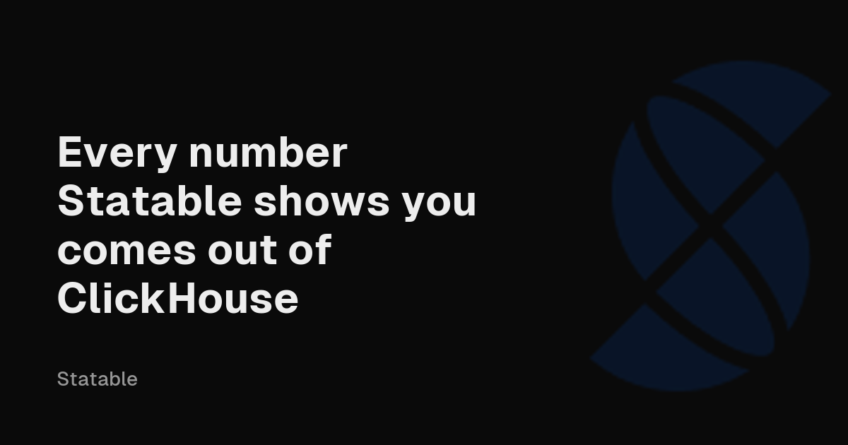 Every number Statable shows you comes out of ClickHouse