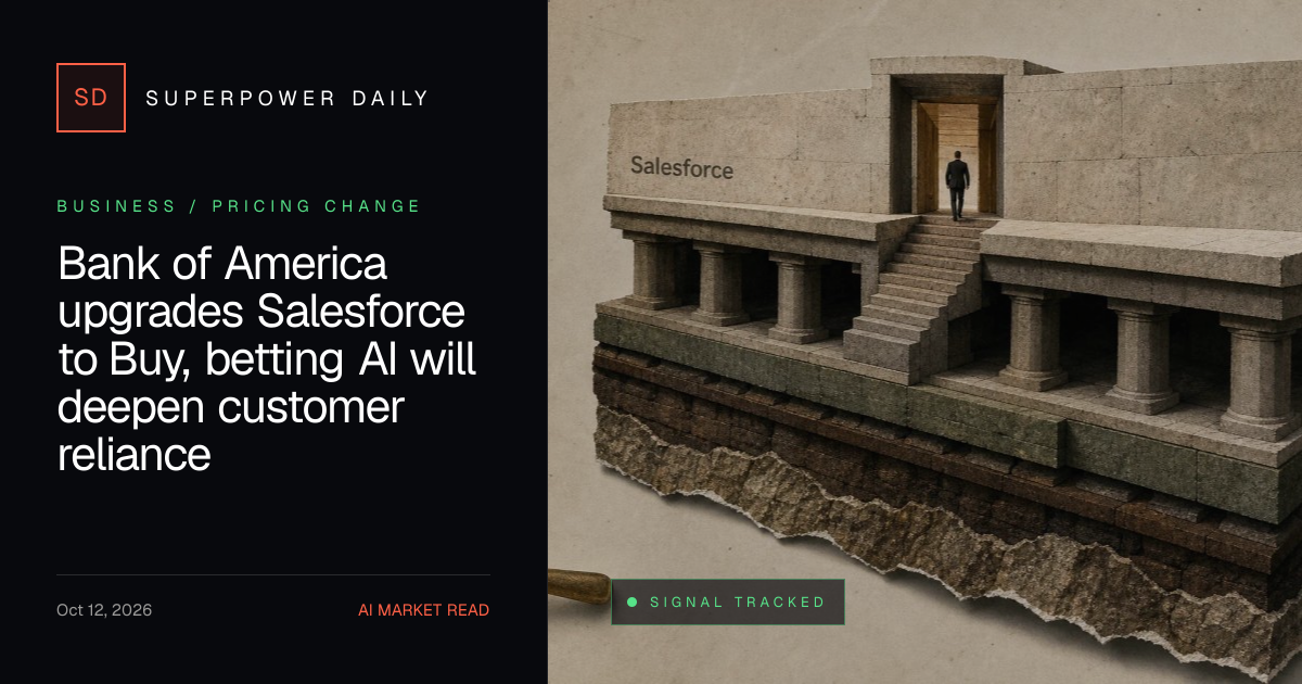 Bank of America upgrades Salesforce to Buy, betting AI will deepen customer reliance