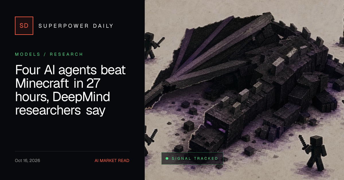 Four AI agents beat Minecraft in 27 hours, DeepMind researchers say