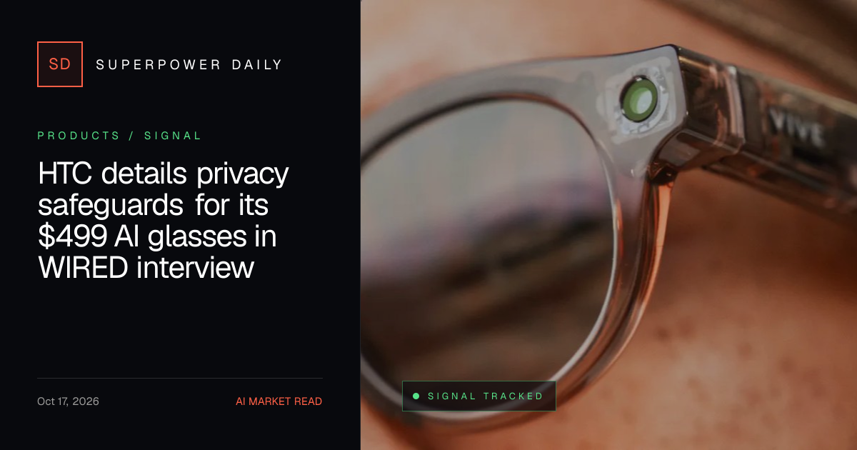 HTC details privacy safeguards for its $499 AI glasses in WIRED interview