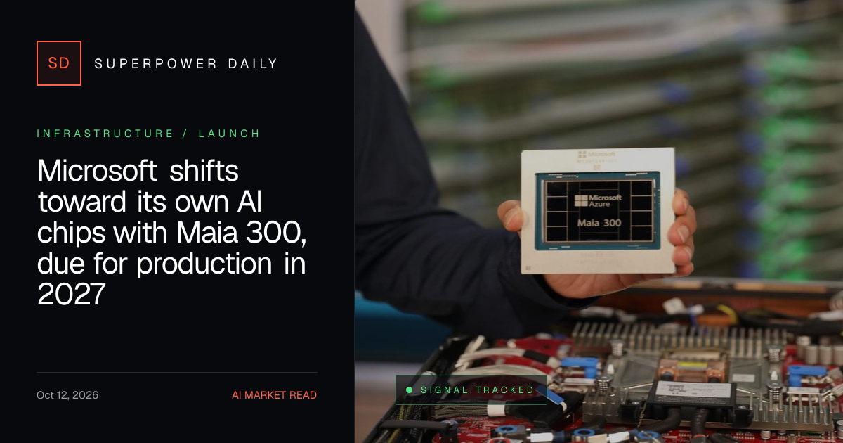 Microsoft shifts toward its own AI chips with Maia 300, due for production in 2027