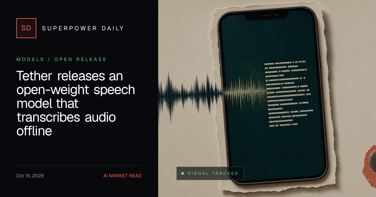 Tether releases an open-weight speech model that transcribes audio offline