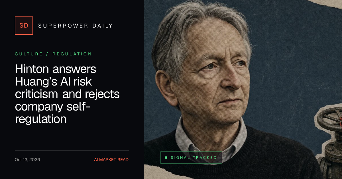 Hinton answers Huang’s AI risk criticism and rejects company self-regulation