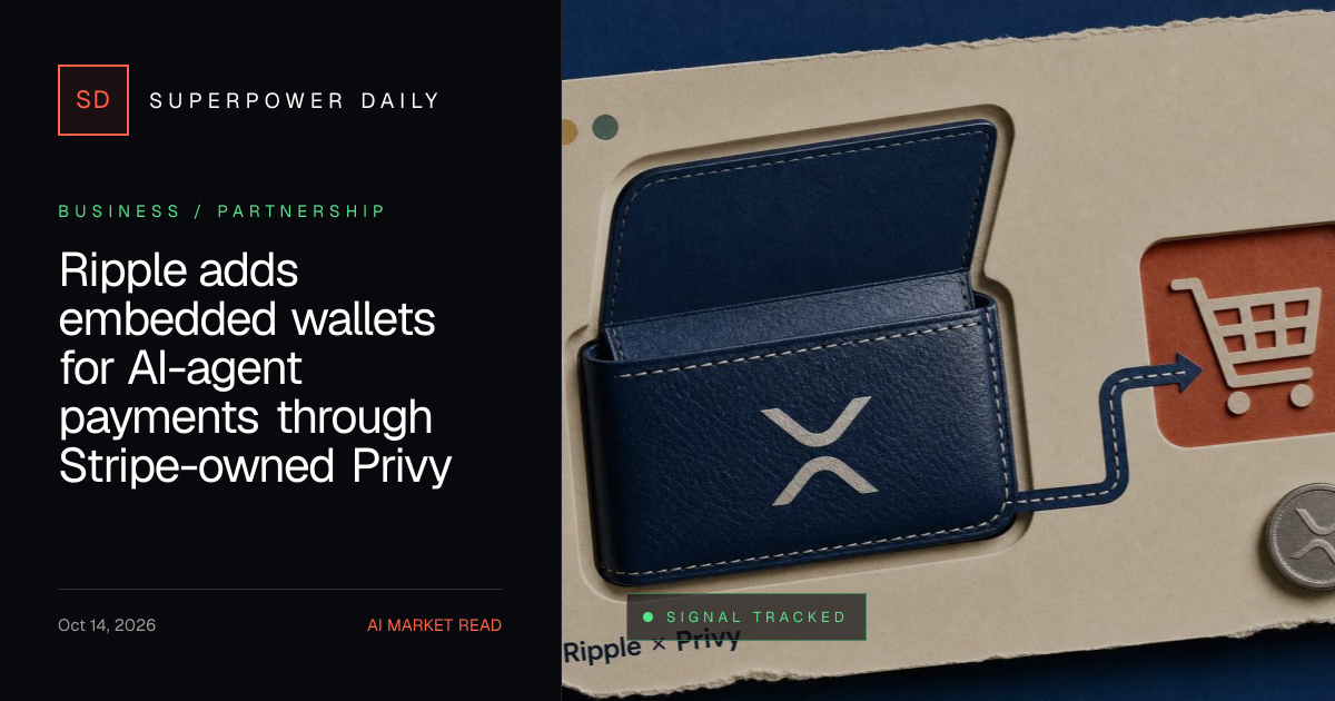 Ripple adds embedded wallets for AI-agent payments through Stripe-owned Privy