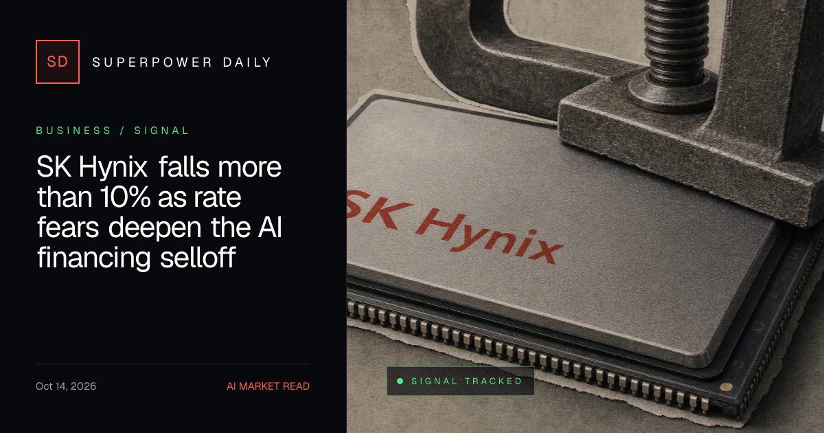 SK Hynix falls more than 10% as rate fears deepen the AI financing selloff
