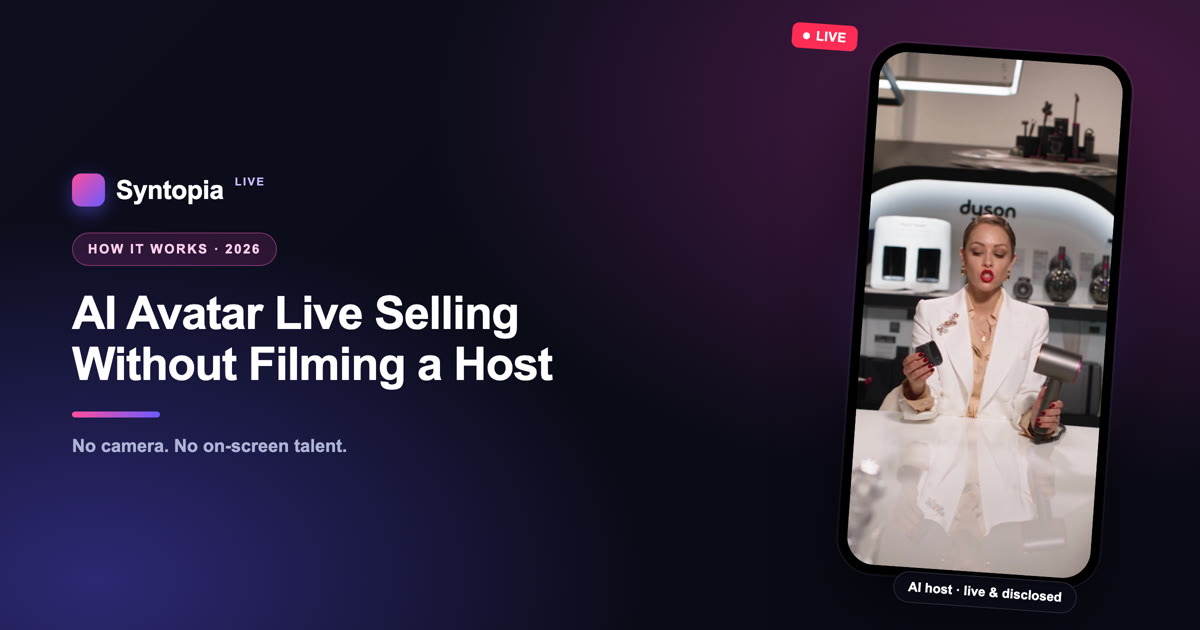 AI Avatar Live Selling Without Filming a Host: How It Works (2026)