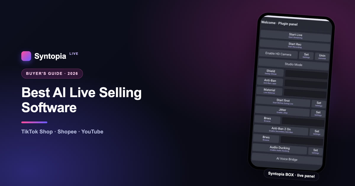 Best AI Live Selling Software (TikTok Shop, Shopee & YouTube) 2026