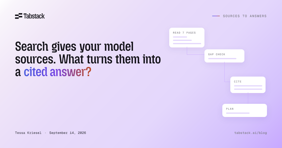Search gives your model sources. What turns them into a cited answer?