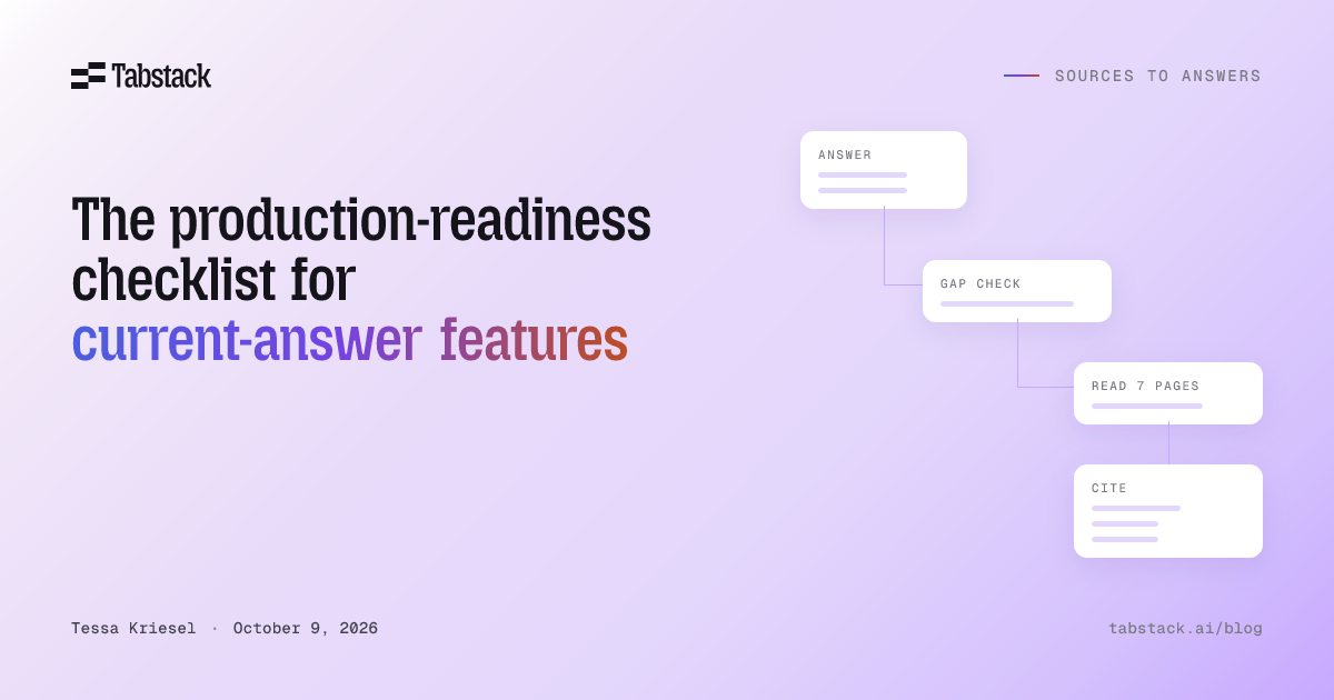 The production-readiness checklist for current-answer features