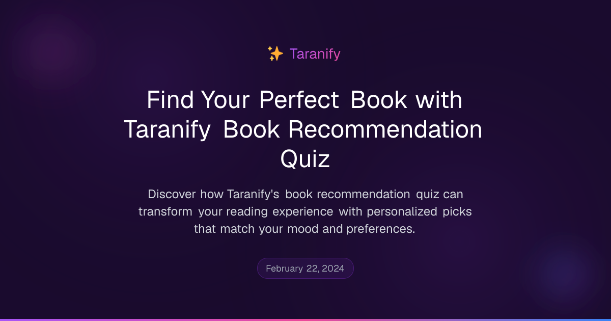Find Your Perfect Book with Taranify Book Recommendation Quiz