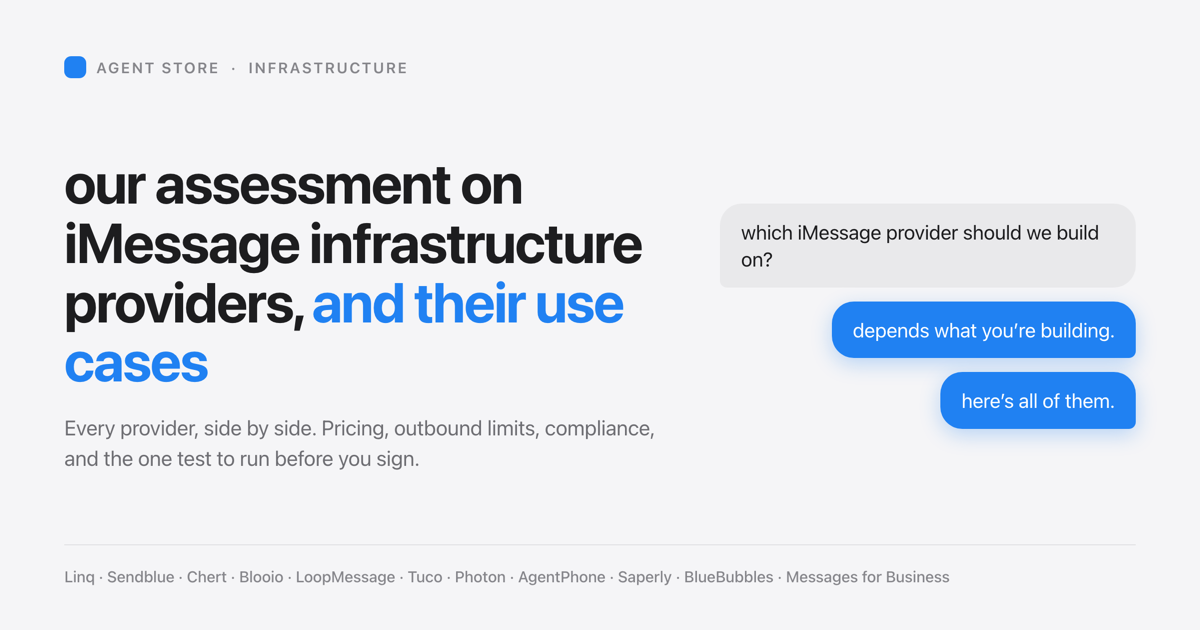 our assessment of imessage infrastructure providers, and their use cases