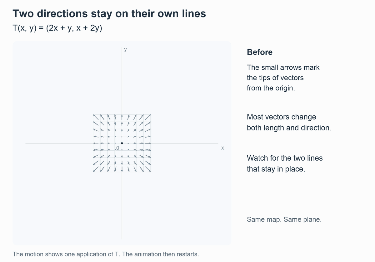 Eigenvectors Are the Directions a Matrix Can’t Rotate